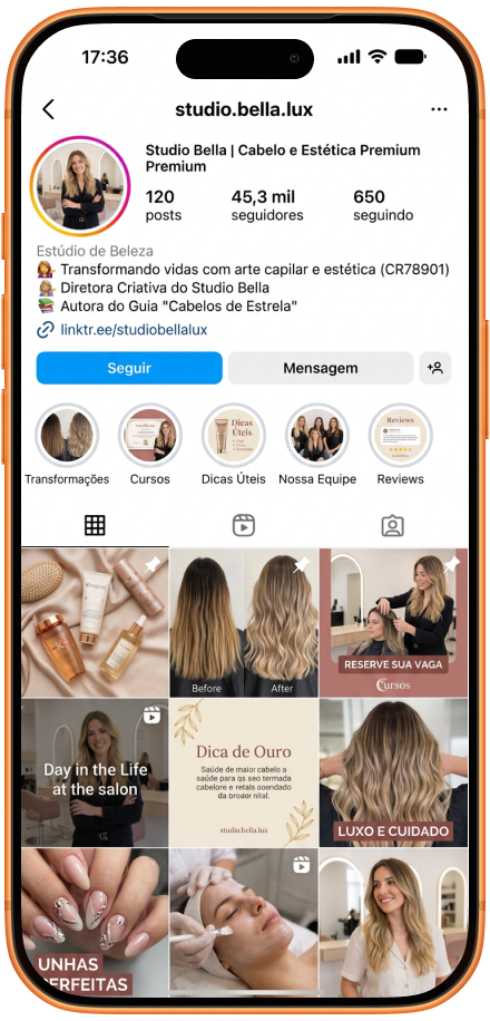 Perfil de Instagram vivo e ativo